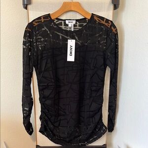 DKNY Black Patterned Women's Top